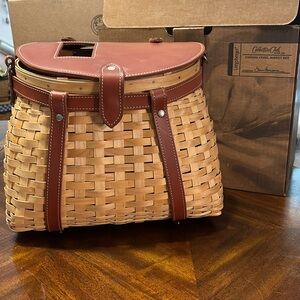 2007 Collector’s Club Fishing Creel Basket Set With Leather Accents and Straps